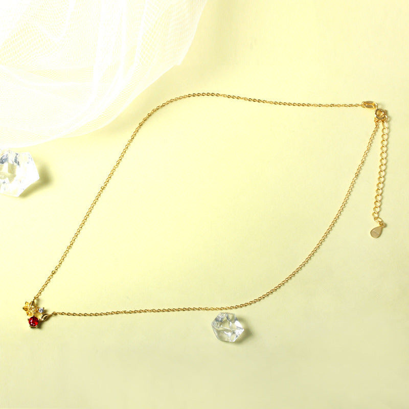 Silver Garnet Flower Pendant