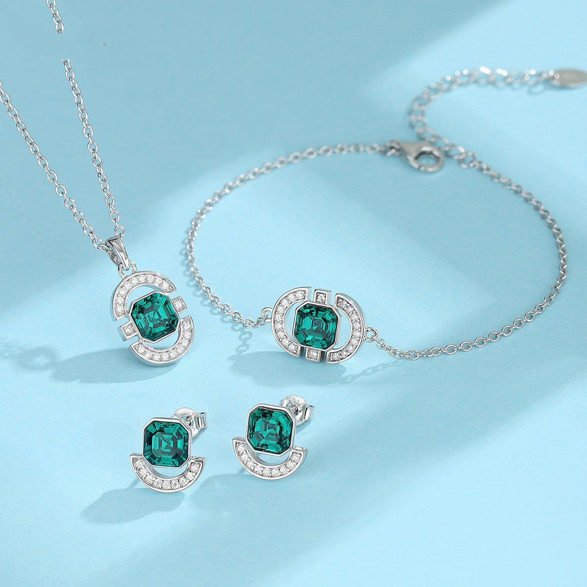 NecklaceSilver Square Jewelry Set