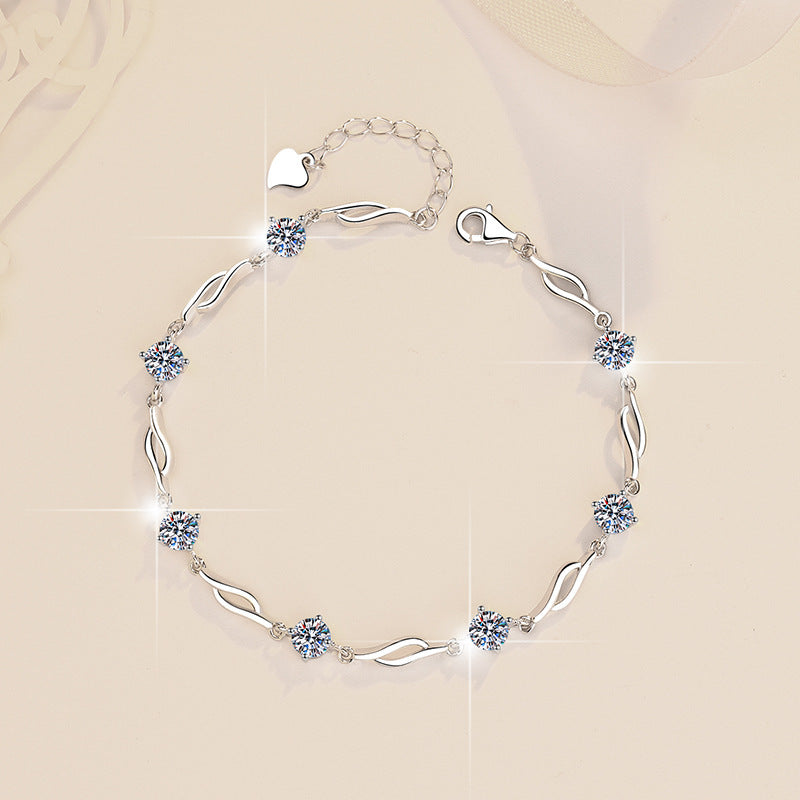 Colorful Moissanite Silver Bracelet