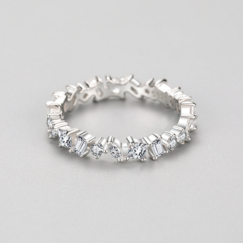 Silver Irregular Diamond Ring