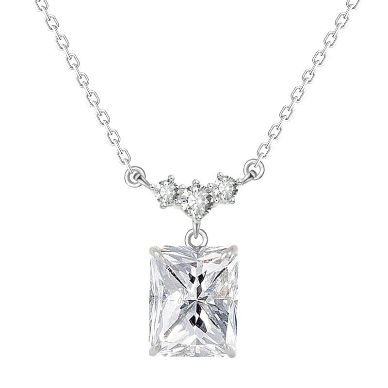 Silver Light Luxury Square Diamond Necklace