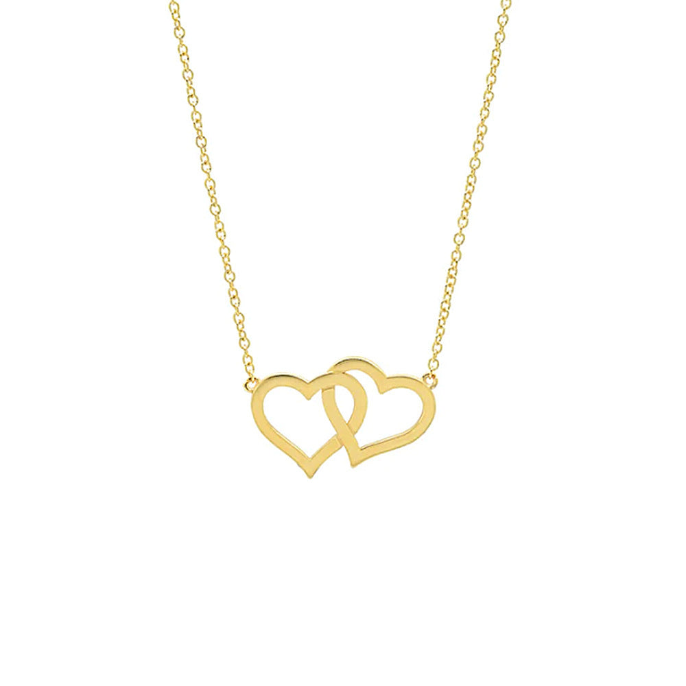 Silver Women's Doppel Herz Necklace