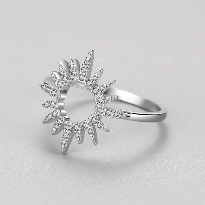 Silver Diamond Sunflower Ring