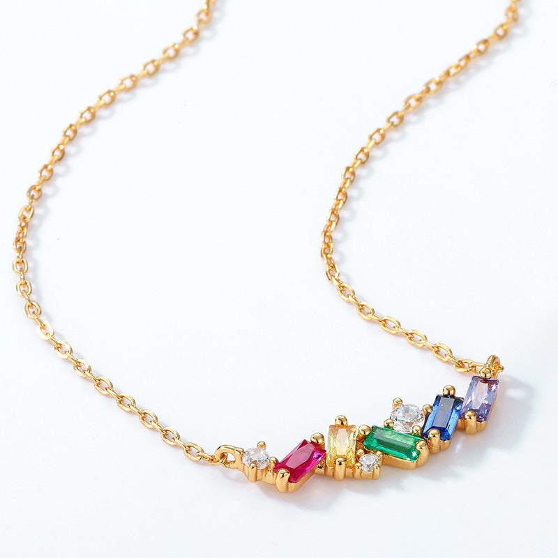 Japanese Light Luxury Rainbow Candy 925 Silver Necklace null