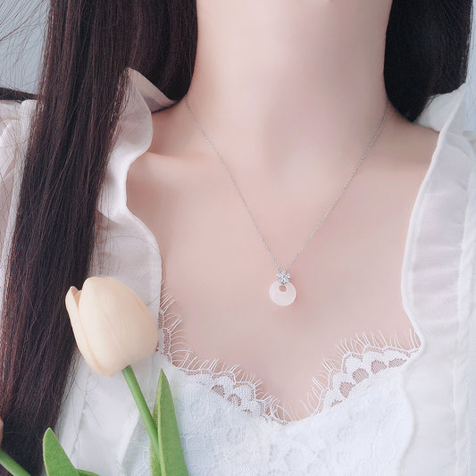 Silver Chalcedony Peace Buckle Necklace