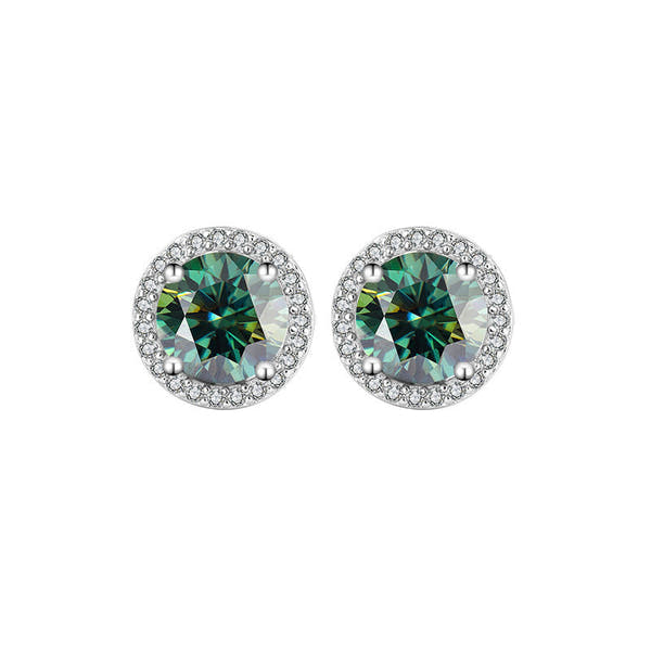 S925 Sterling Silver Genuine Goods Moissanite Round Bag Stud Earrings Simple Graceful null