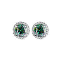 S925 Sterling Silver Genuine Goods Moissanite Round Bag Stud Earrings Simple Graceful null