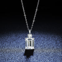 Emerald Diamond Square  Silver Necklace