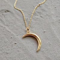 silver diamond moon necklace