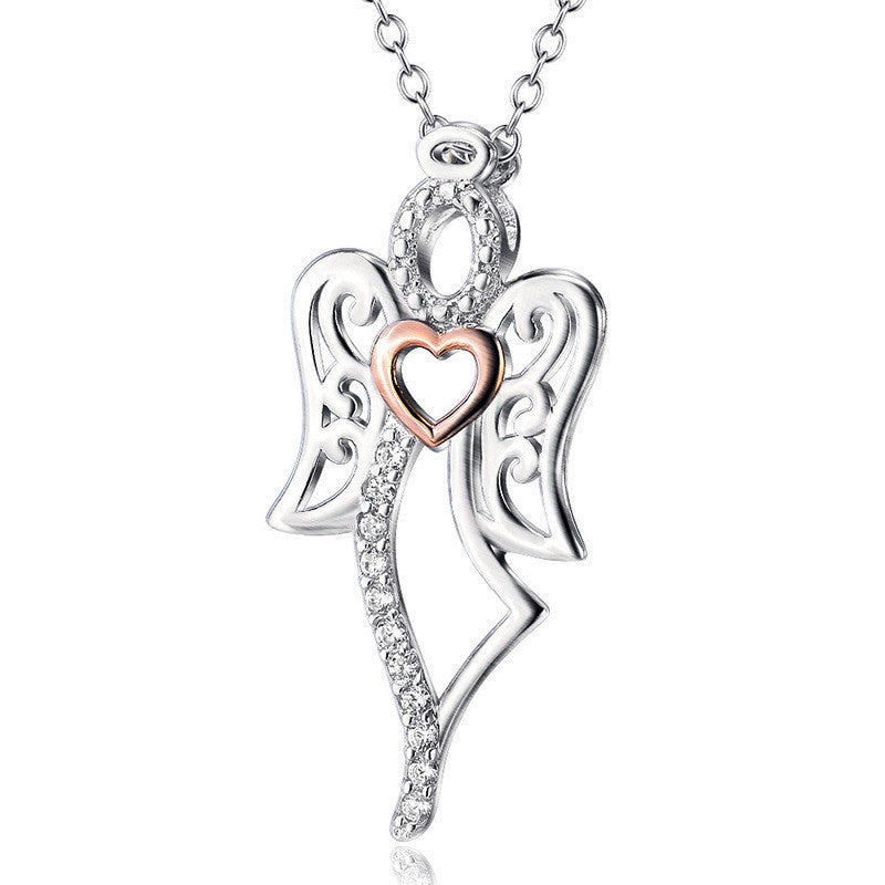 Angel pendant silver necklace