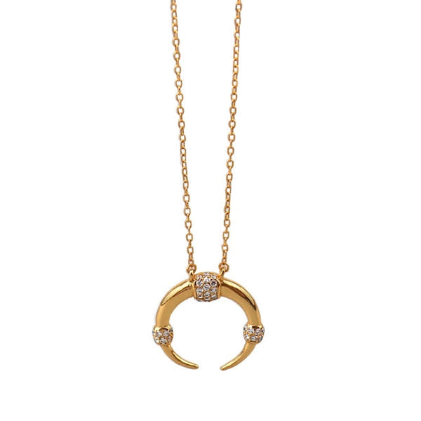 silver diamond moon necklace