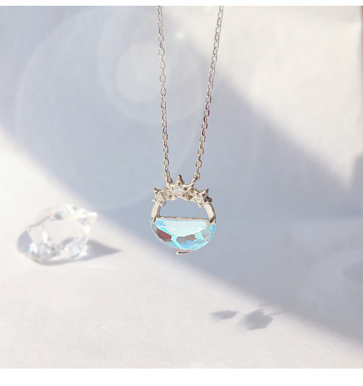 925 Pure Silver Moon Spring Small Crowd Clavicle Chain null