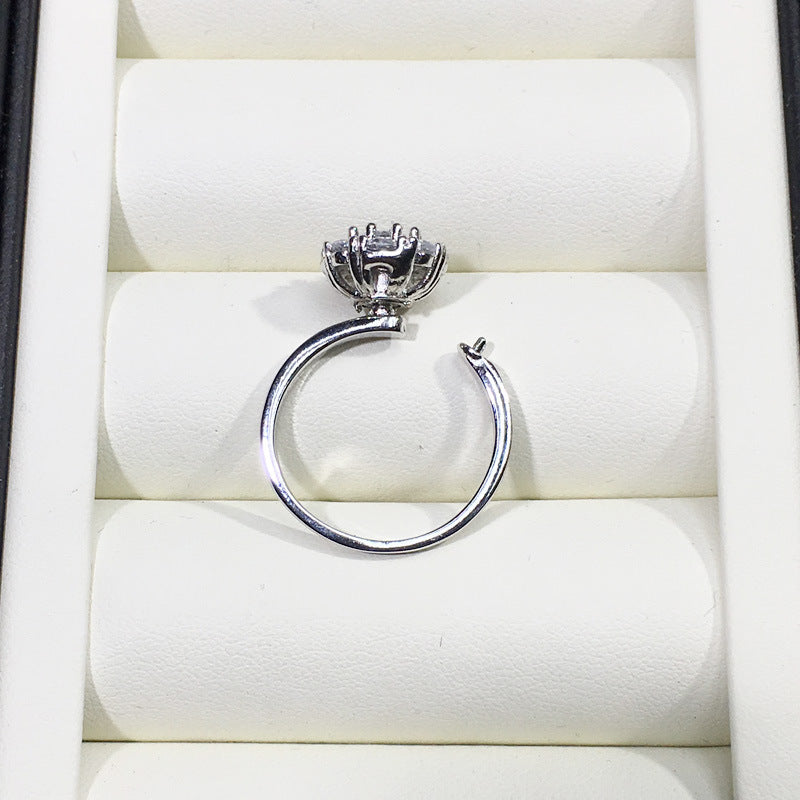 Silver Rotating Pearl Ring