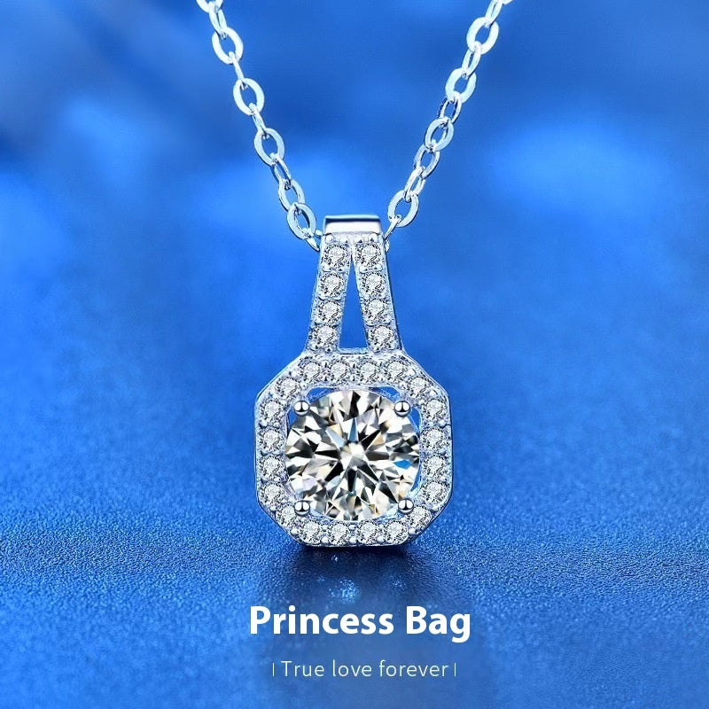 Moissanite Silver Necklace For Women All-match Niche High Sense