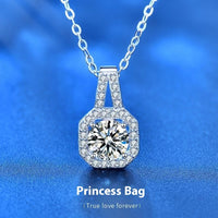 Moissanite Silver Necklace For Women All-match Niche High Sense