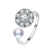 Silver Rotating Pearl Ring