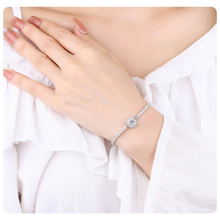 Silver Inlaid Diamond Bracelet