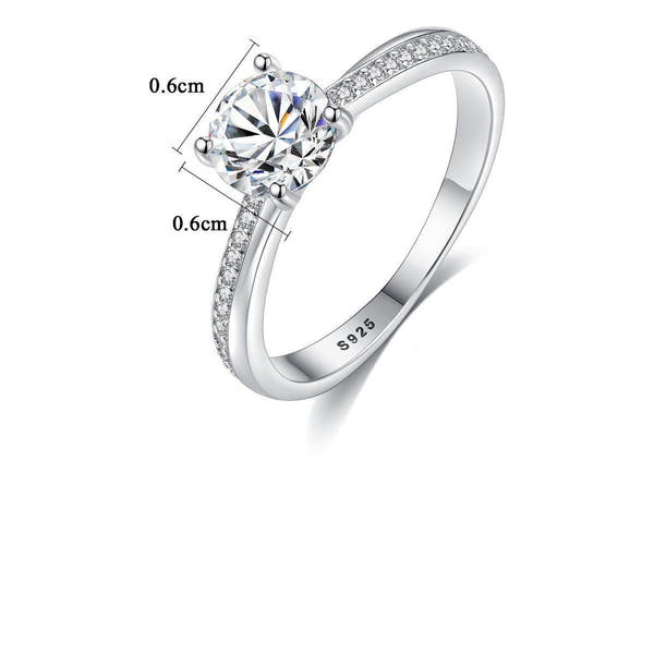 Sterling silver ring fashion ring claw set zircon null