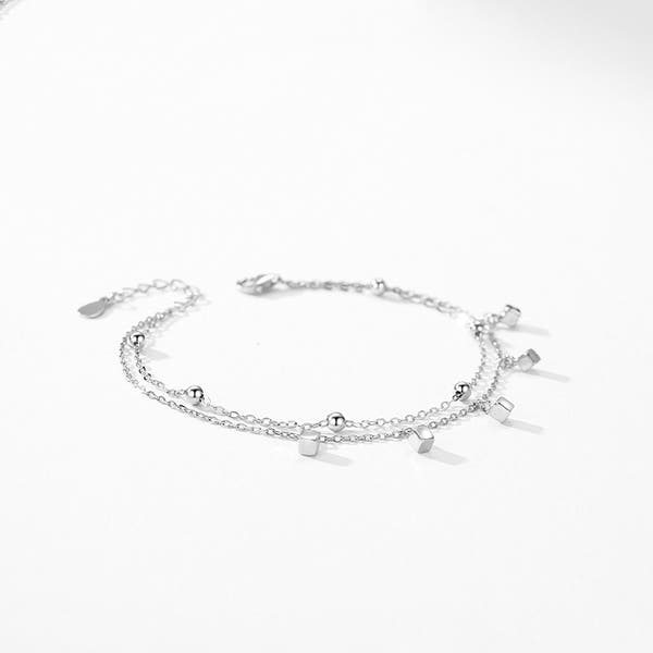 Silver Double-layer Square Bracelet