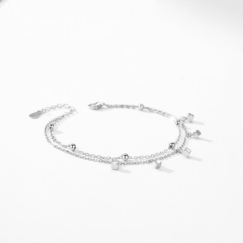 Silver Double-layer Square Bracelet