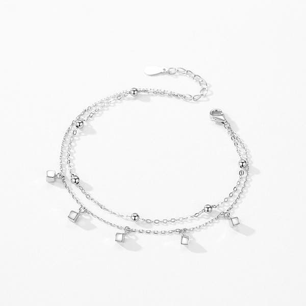 Silver Double-layer Square Bracelet