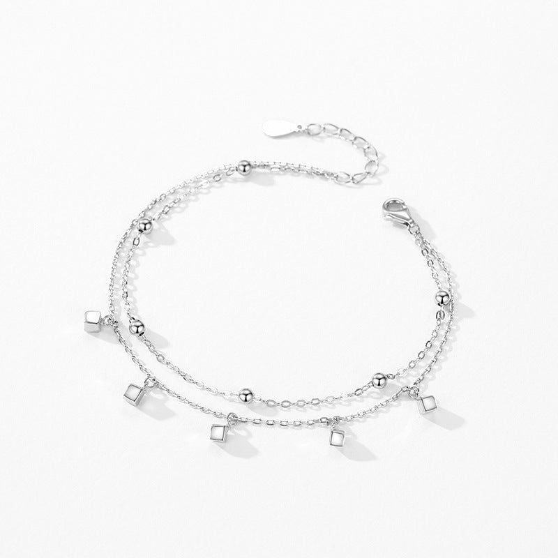 Silver Double-layer Square Bracelet