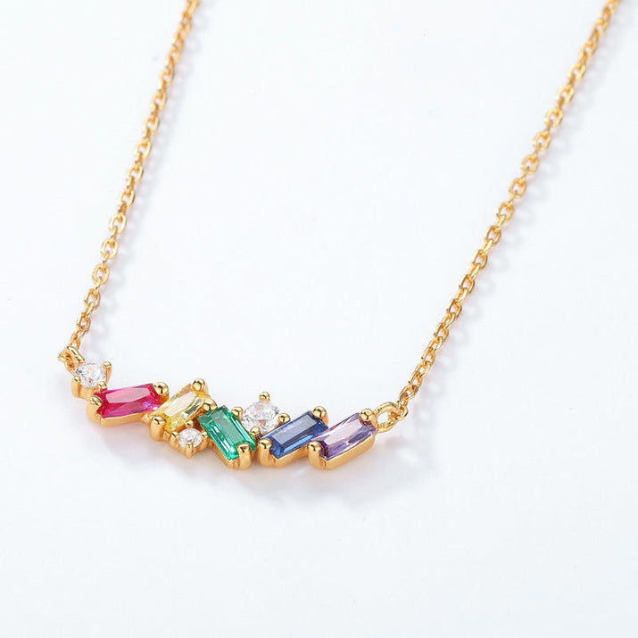Japanese Light Luxury Rainbow Candy 925 Silver Necklace null