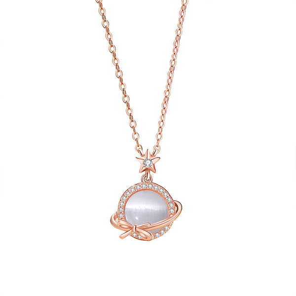 Simple And Elegant Rose Gold Opal Clavicle Chain