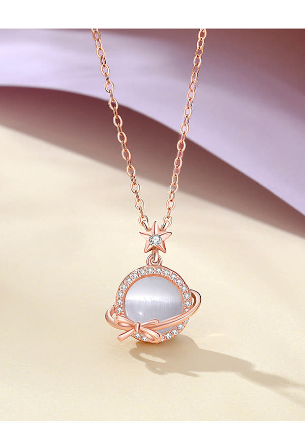 Simple And Elegant Rose Gold Opal Clavicle Chain