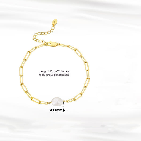 Silver Natural  Pearl Bracelet