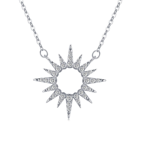 Silver Full Diamond Sunflower Necklace