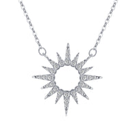 Silver Full Diamond Sunflower Necklace