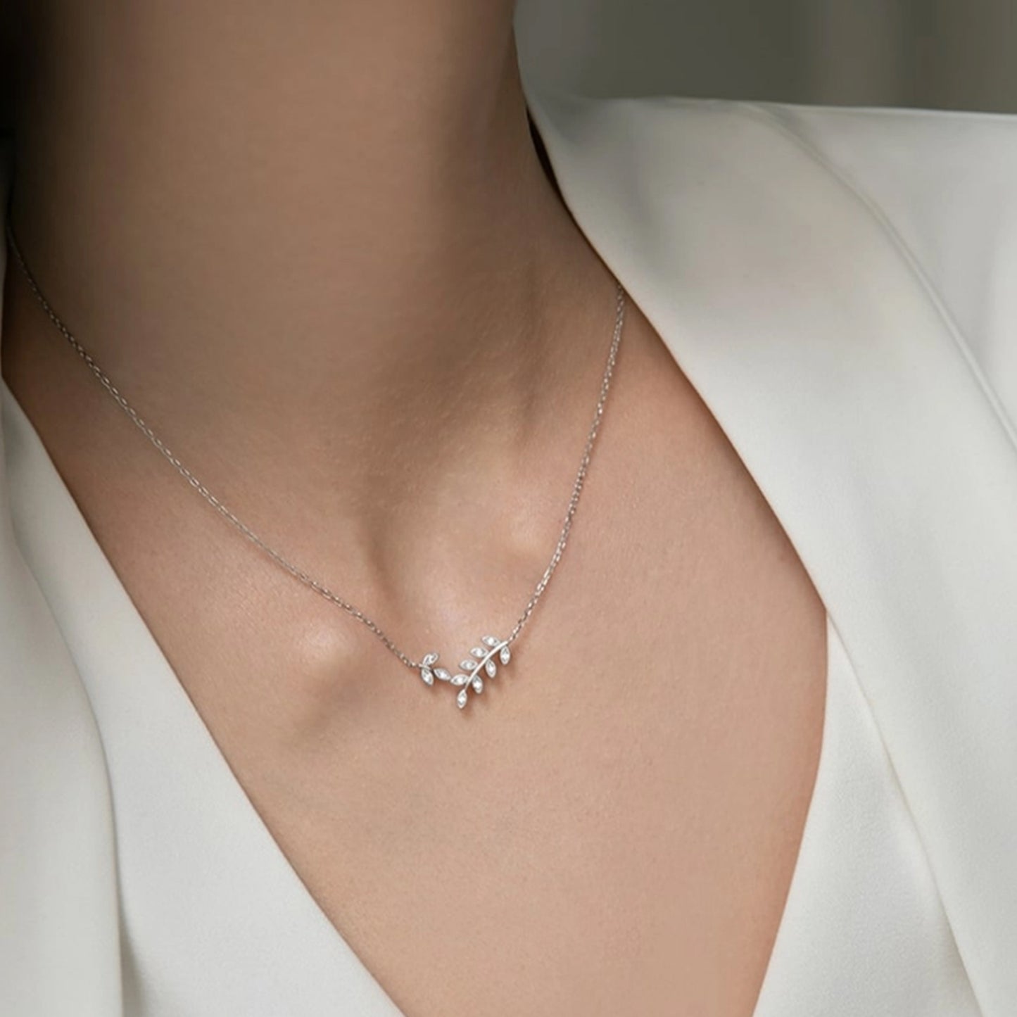 Silver Leaf Shaped Necklace