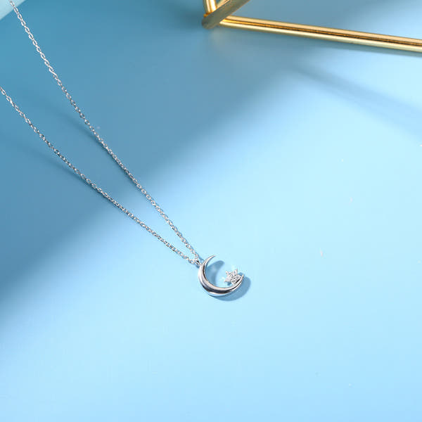 Silver Moon Star Necklace