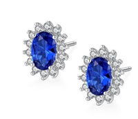 CZCITY New Natural Birthstone Royal Blue Oval Topaz Stud Earrings With Solid 925 Sterling Silver Fine Jewelry For Women Brincos null