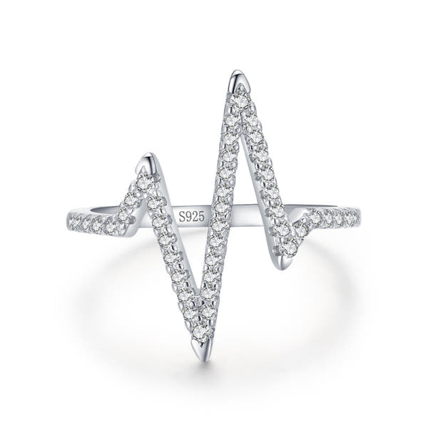 Silver Diamond Lightning Ring