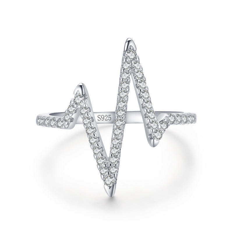 Silver Diamond Lightning Ring