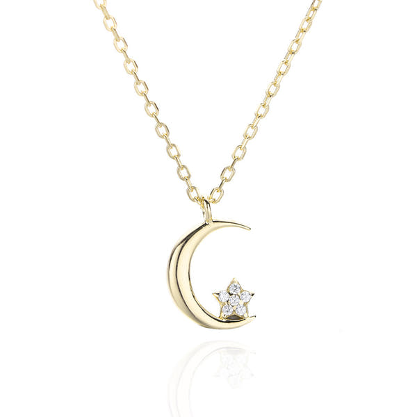 Silver Moon Star Necklace