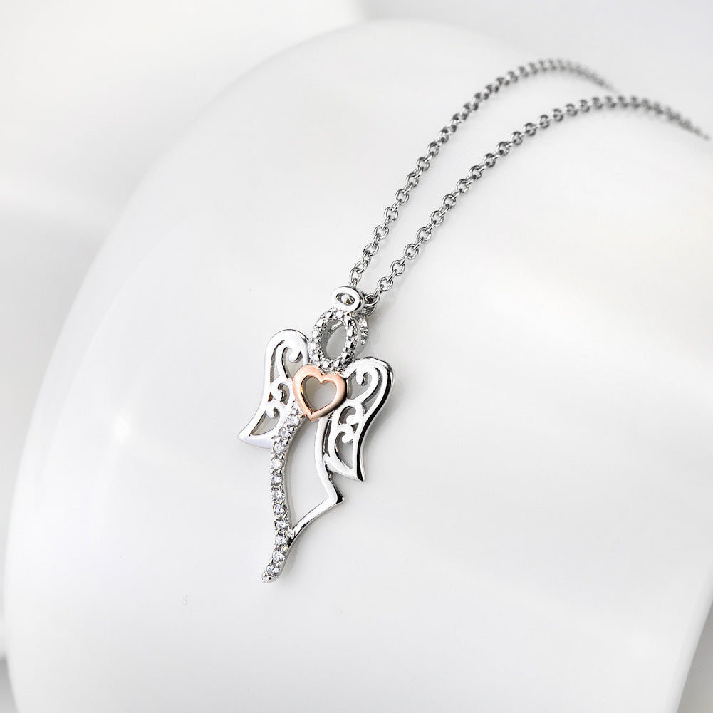 Angel pendant silver necklace