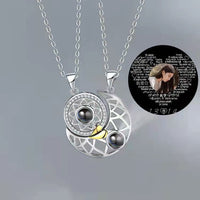 Sun Moon Projection Necklace Languages I Love You Couple Necklace Microcarving Text Photos