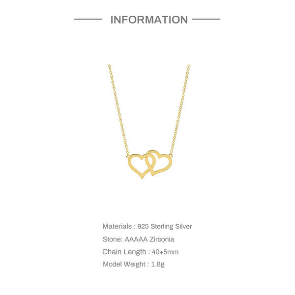 Silver Women's Doppel Herz Necklace