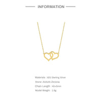 Silver Women's Doppel Herz Necklace