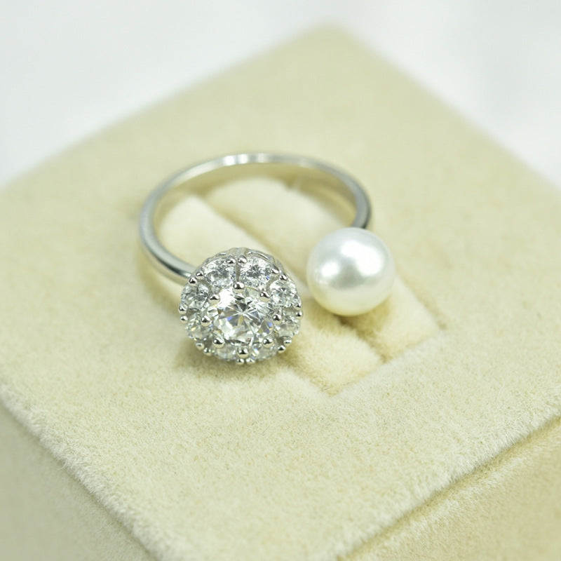 Silver Rotating Pearl Ring