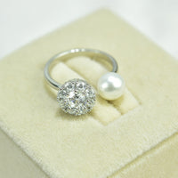 Silver Rotating Pearl Ring