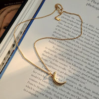 silver diamond moon necklace