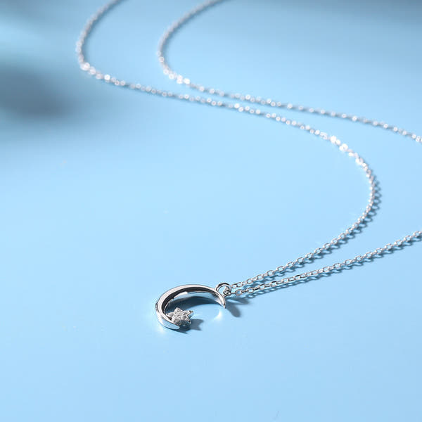 Silver Moon Star Necklace