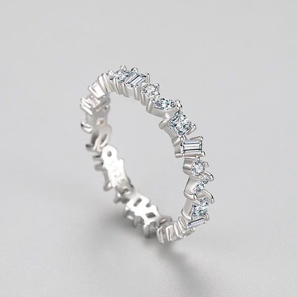 Silver Irregular Diamond Ring