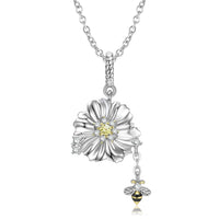 Bee And Flower Necklace 925 Silver Necklace Pendant null