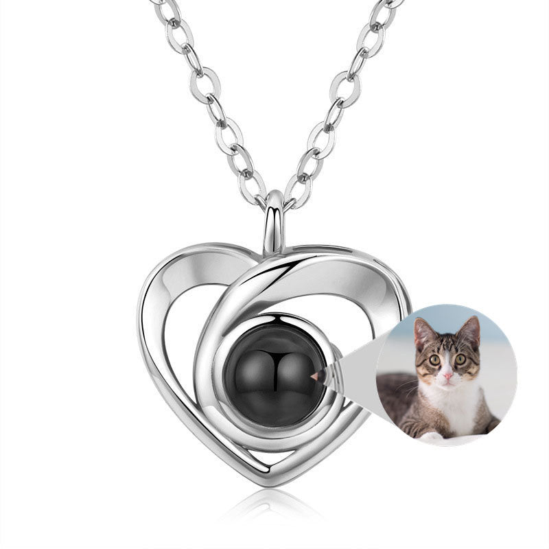 Romantic Photo Projection Necklace Heart Shaped Pendant Necklace