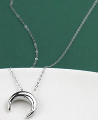 silver diamond moon necklace
